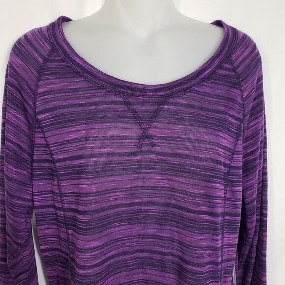 Exertek Women's Top T Shirt Size Large Space Dye Purple Long Sleeve Round Neck - Picture 3 of 7